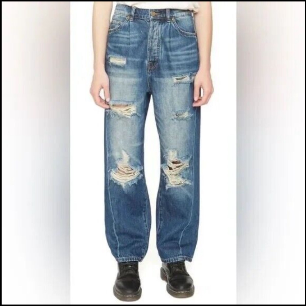 Sandrine Rose X Free People The Fred Wide Leg Distressed Paper Jeans Size 30
